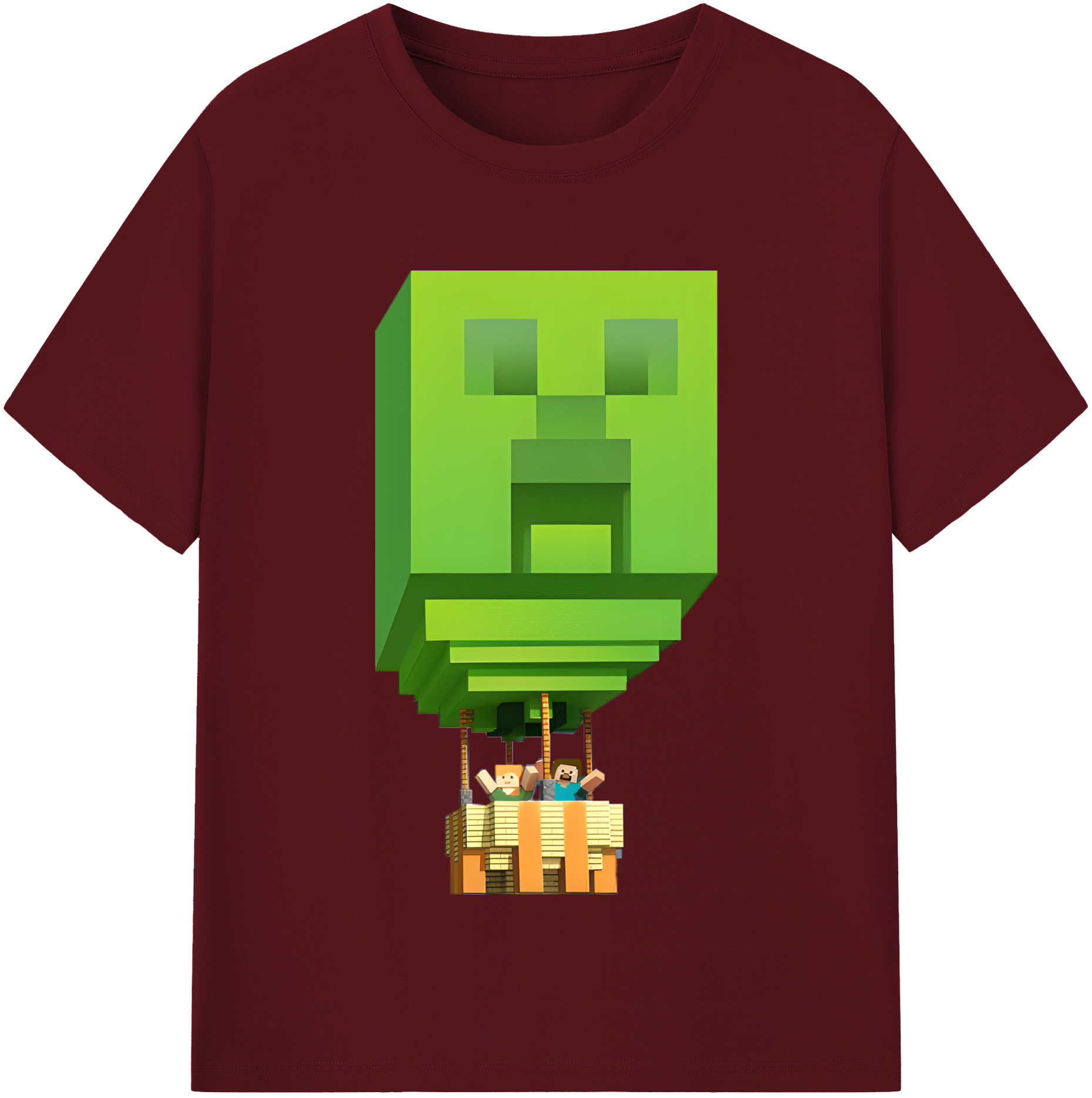 （画像用） マインクラフト ブロックの世界 Minecraft MC Block world 綿100％半袖Tシャツ（フロントプリント）
